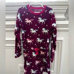 Hatley long sleeve unicorn print dress size 8.